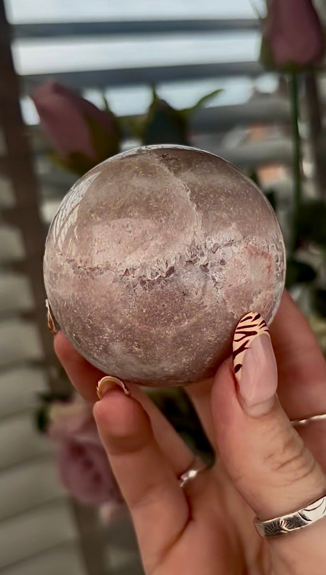 high grade, gorgeous pink amethyst sphere 5cm wide