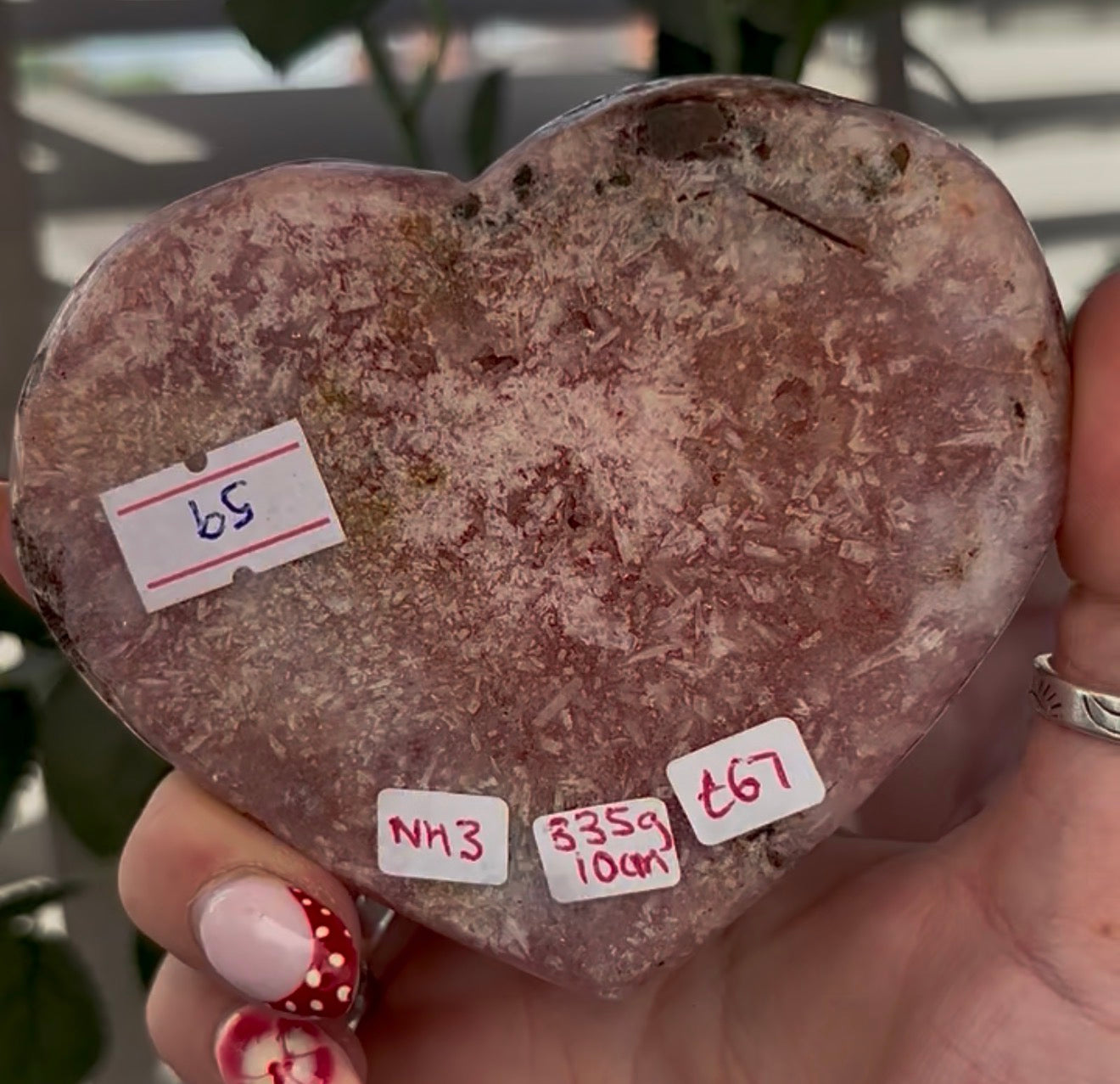 pink amethyst heart - comes with stand 10cm