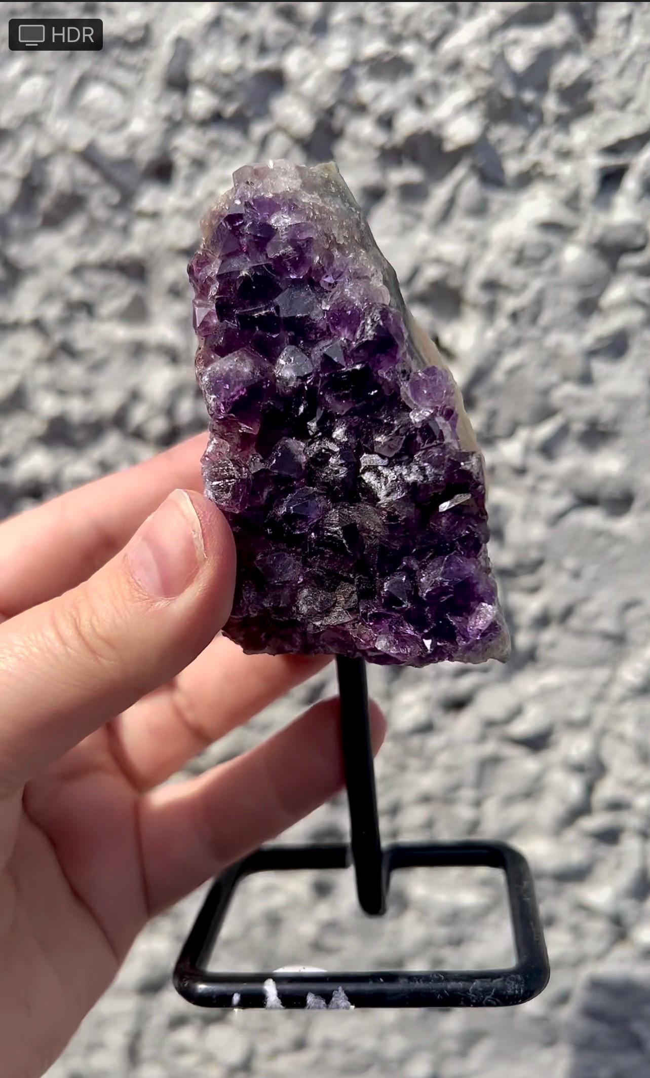 amethyst cluster on stand