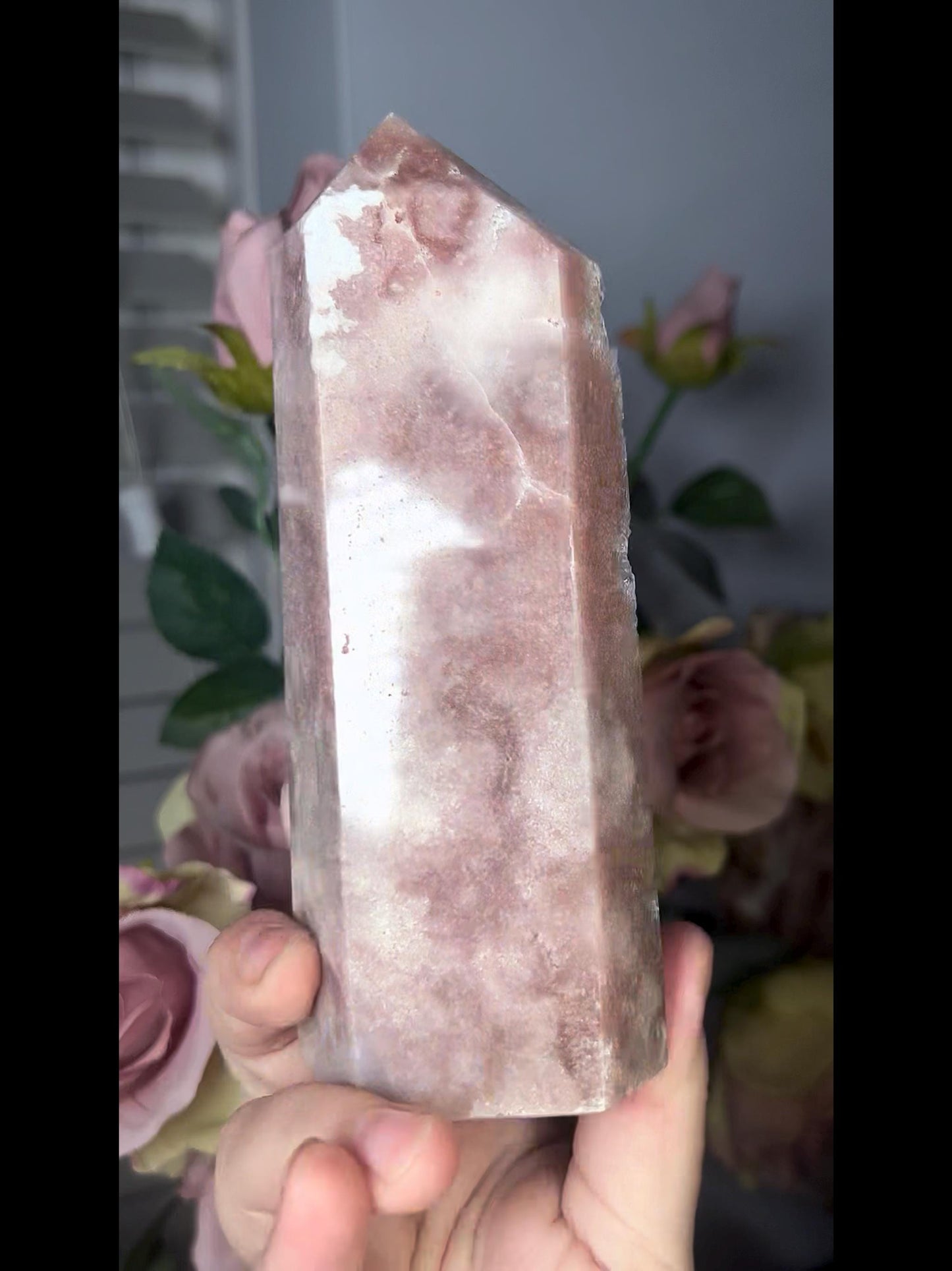 High grade, druzy pink amethyst tower 650g