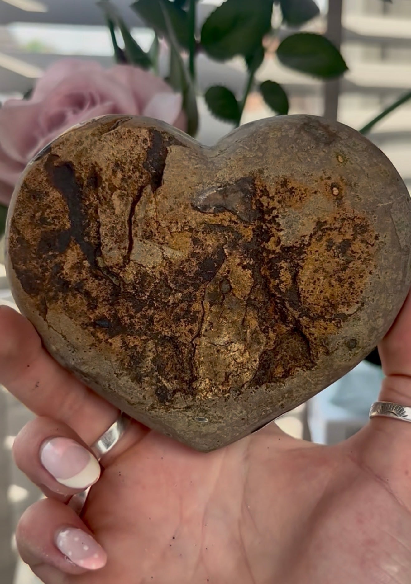 Uruguay, black amethyst heart - comes with stand