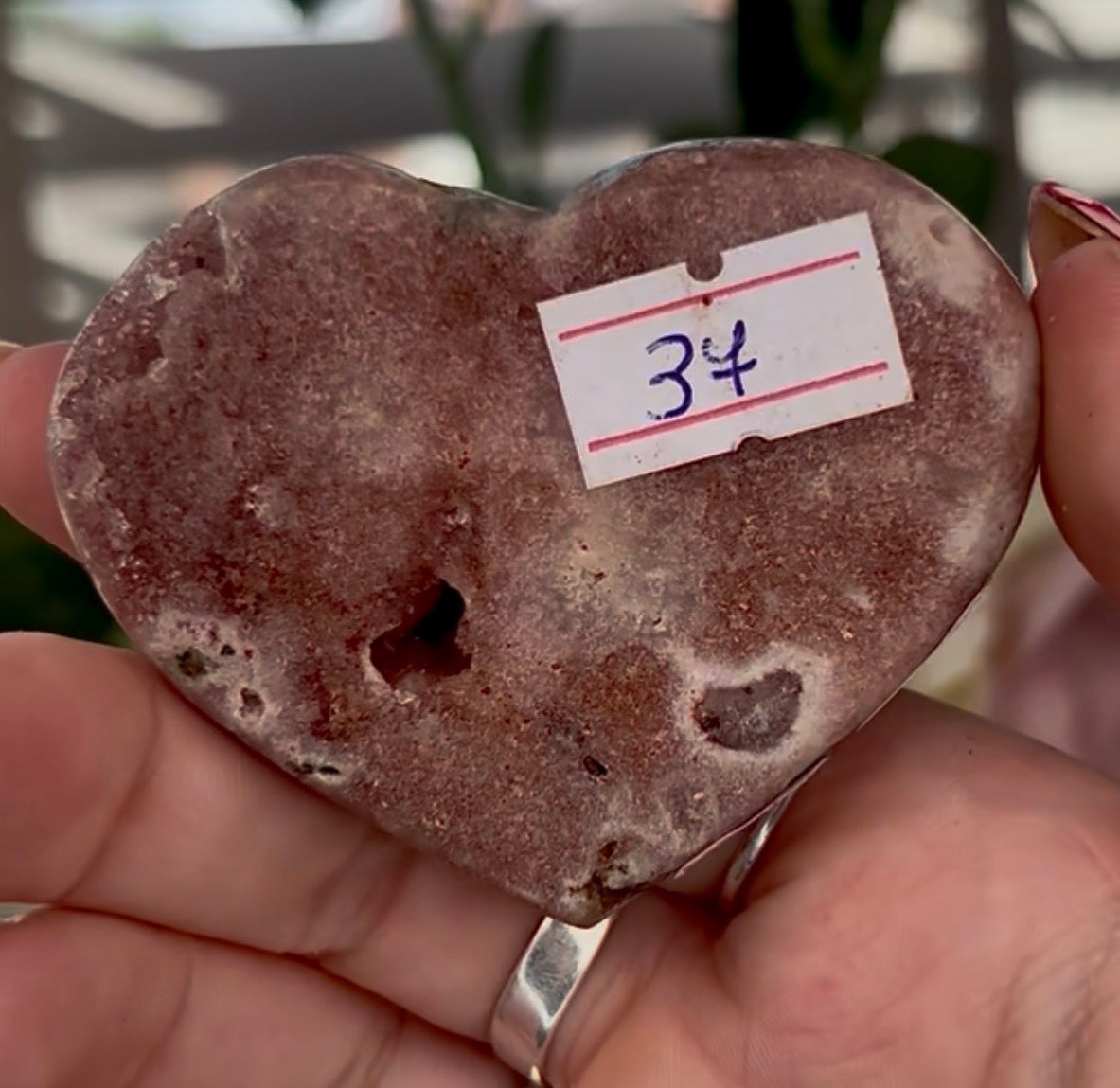 pink amethyst heart - comes with stand 6.5cm