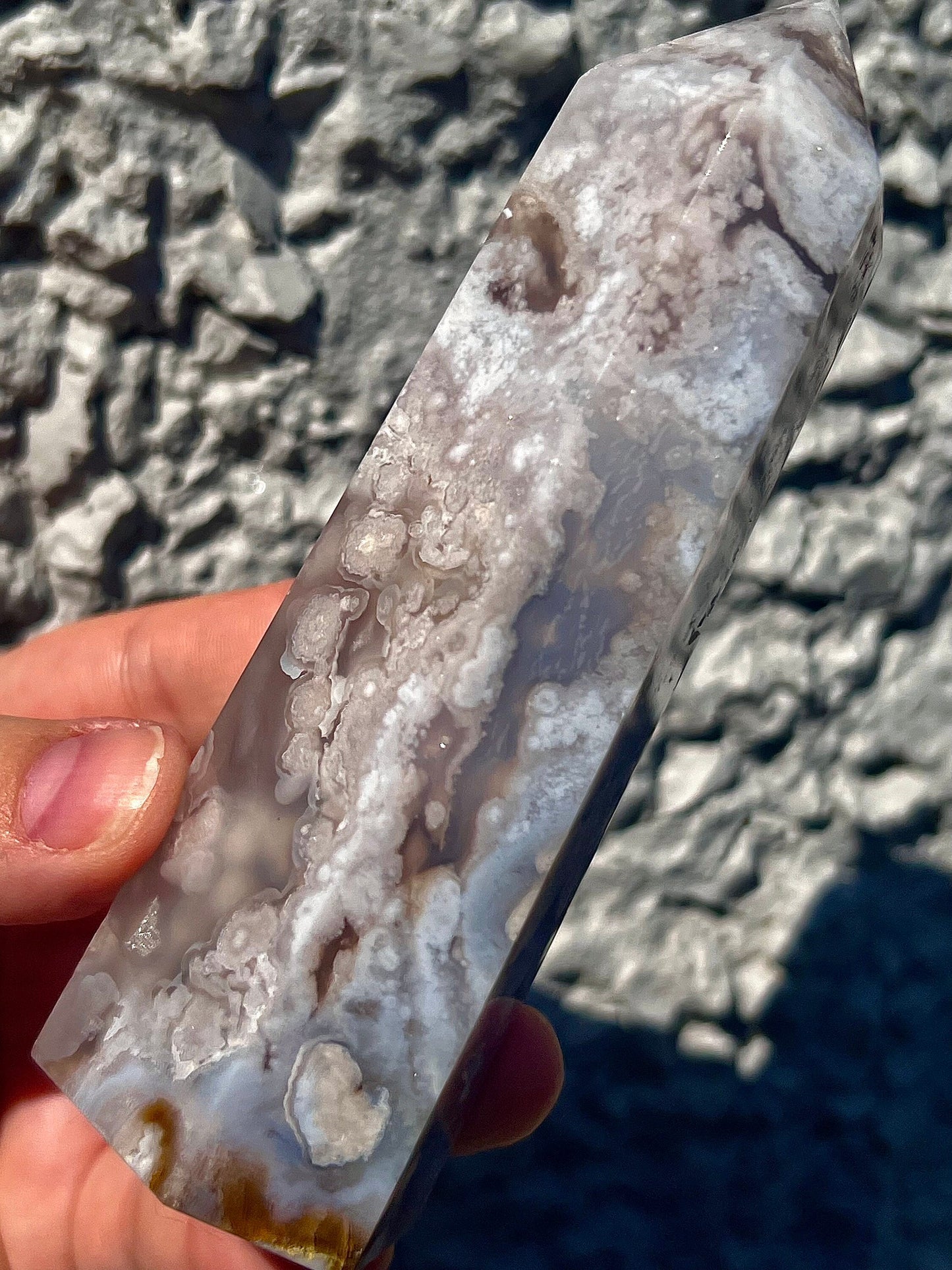 baby blue flower agate tower