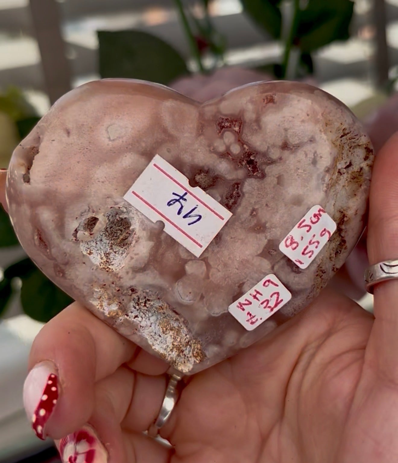 pink amethyst heart - comes with stand8.5cm