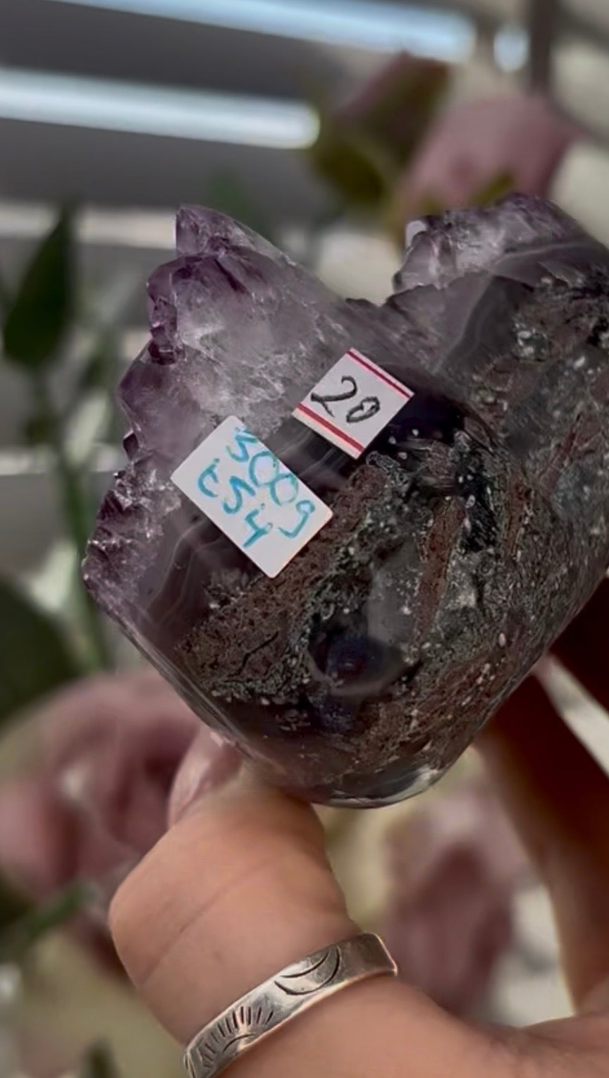Uruguay amethyst heart - comes with stand