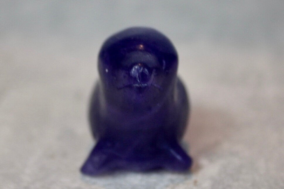 Purple fluorite, seal carving 4.5 (h) 7cm (l)