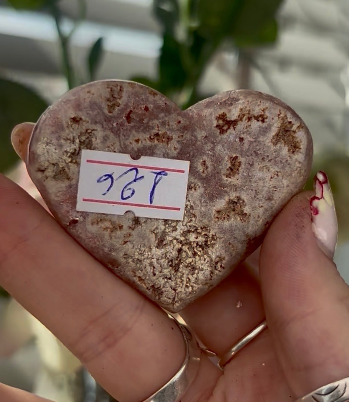 Mini pink amethyst heart - comes with stand