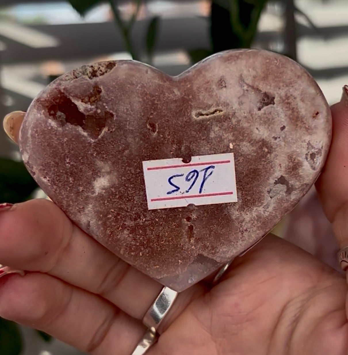 pink amethyst heart - comes with stand 7cm