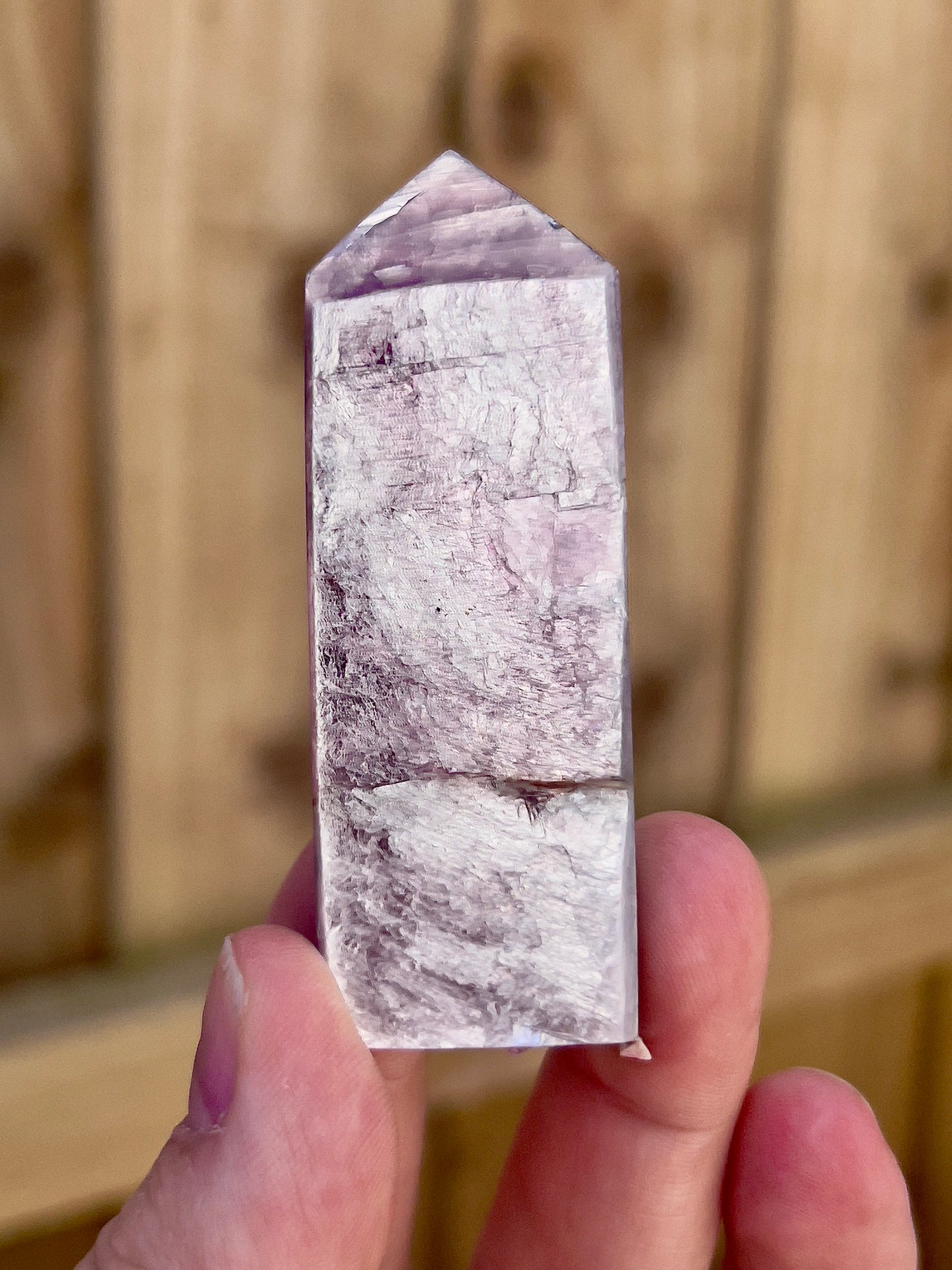 Gemmy lepidolite point
