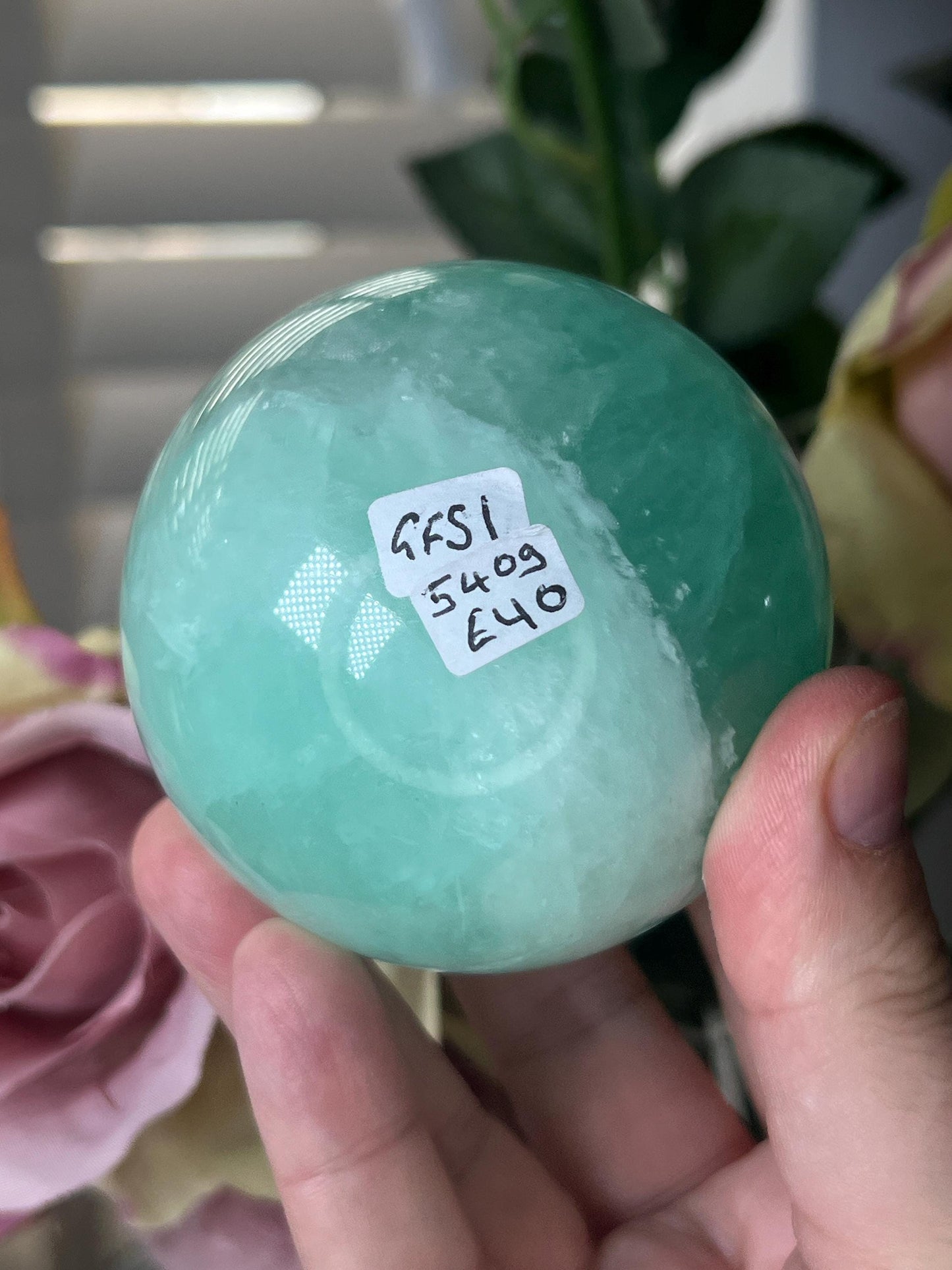 High grade, green fluorite sphere 540g