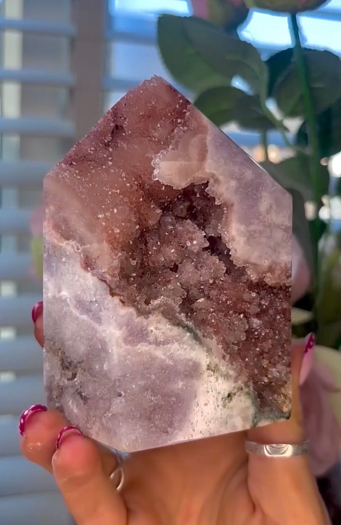 Druzy Pink amethyst tower