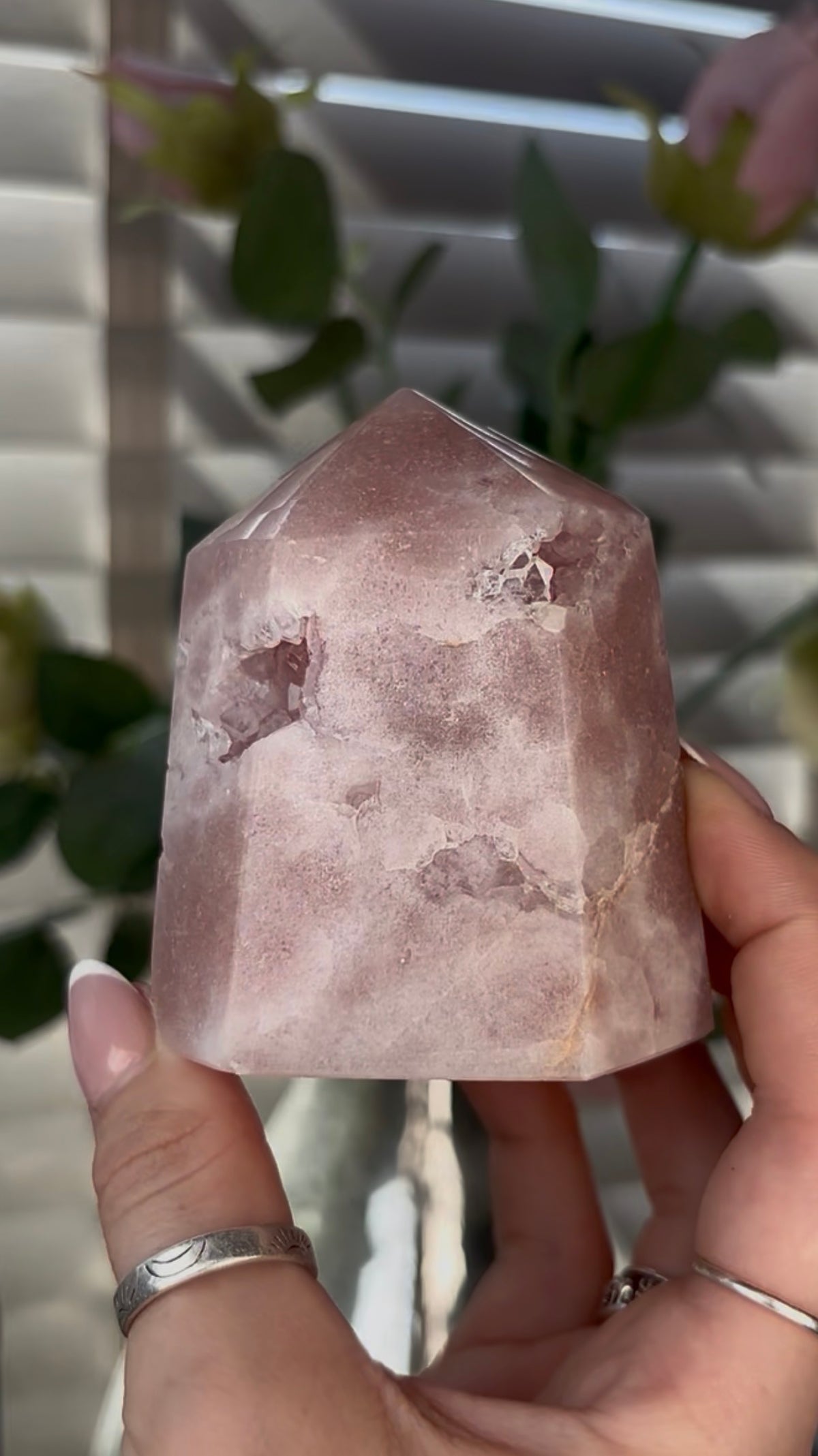 Beautiful, Pink amethyst tower 8cm(h) by 6.2cm(w)