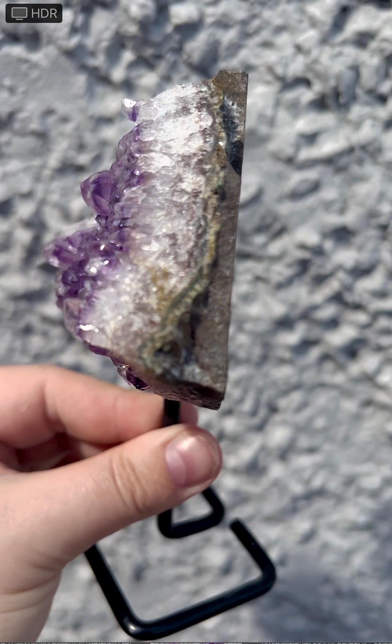 amethyst cluster on stand