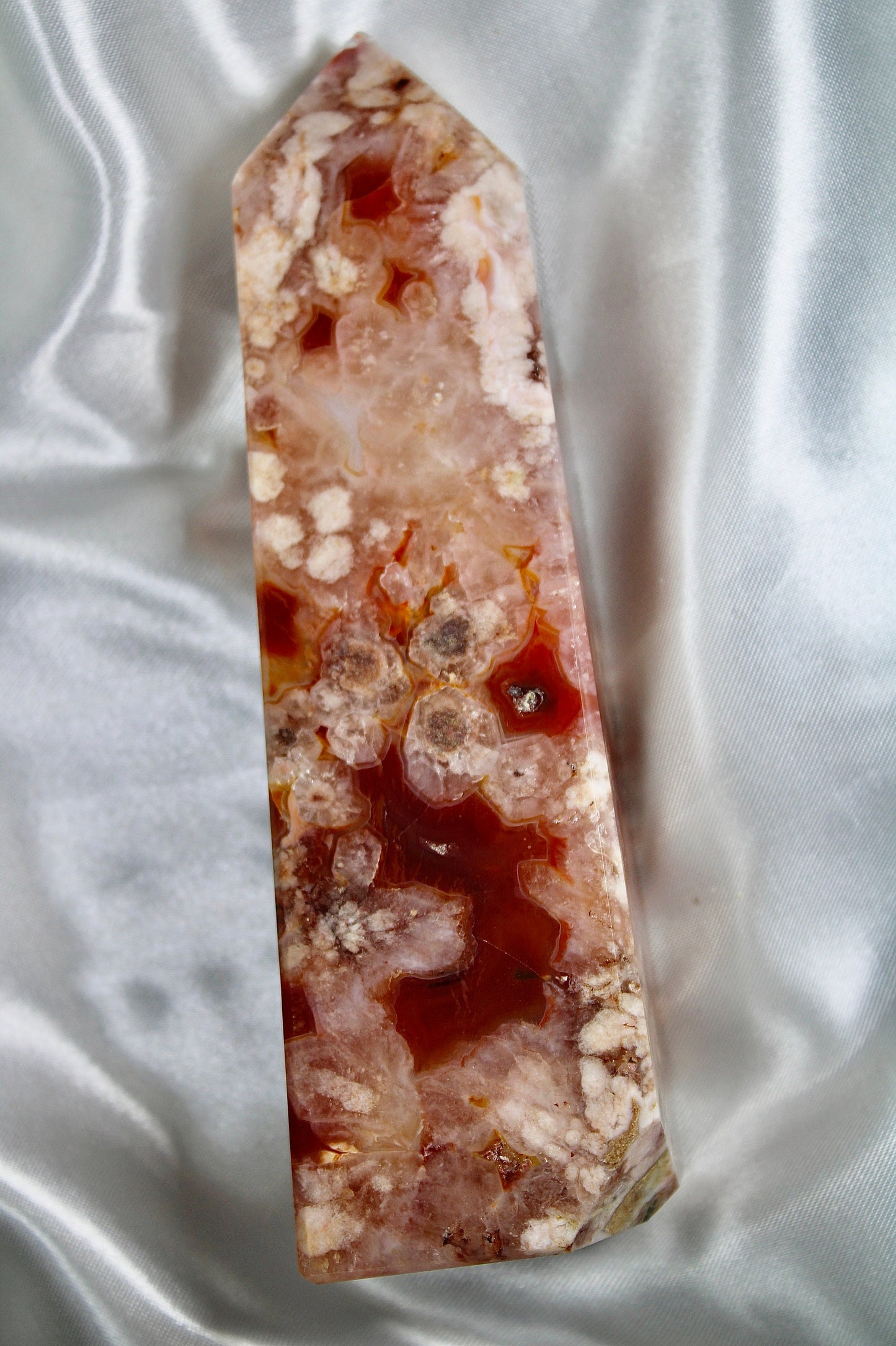 Carnelian x flower agate 708g 17.5cm