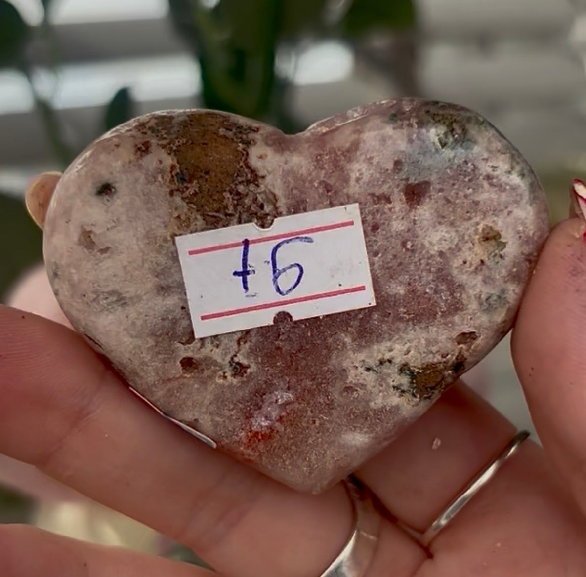 Mini pink amethyst heart - comes with stand