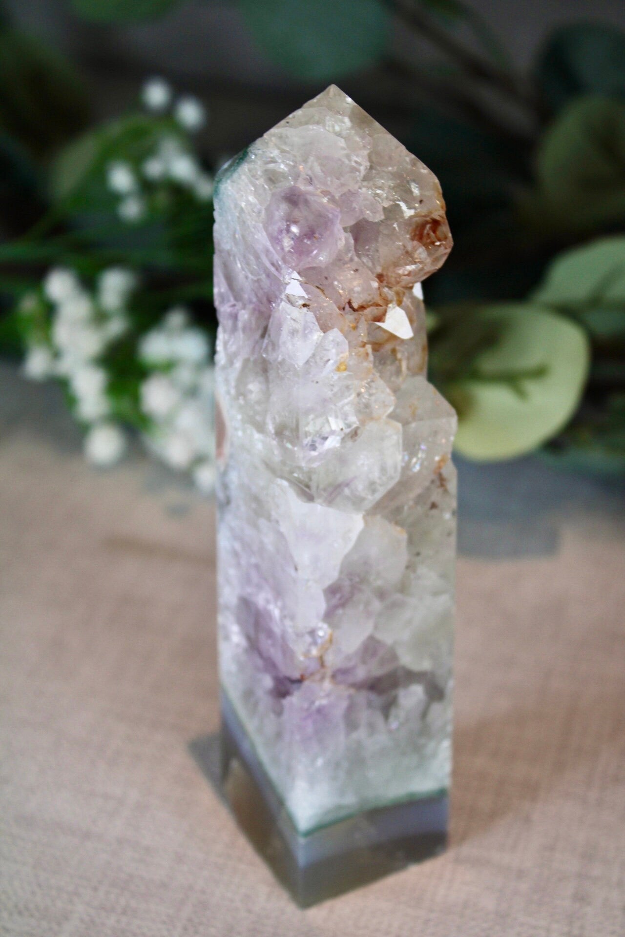 Amethyst agate freeform tower