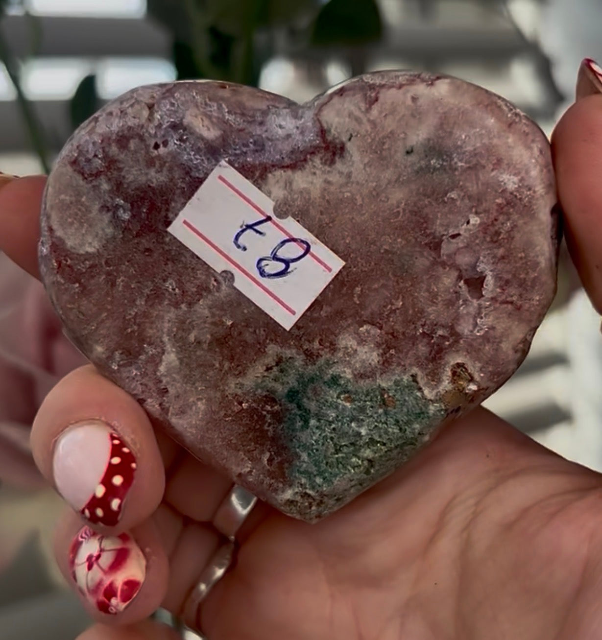 pink amethyst heart - comes with stand 7.2cm