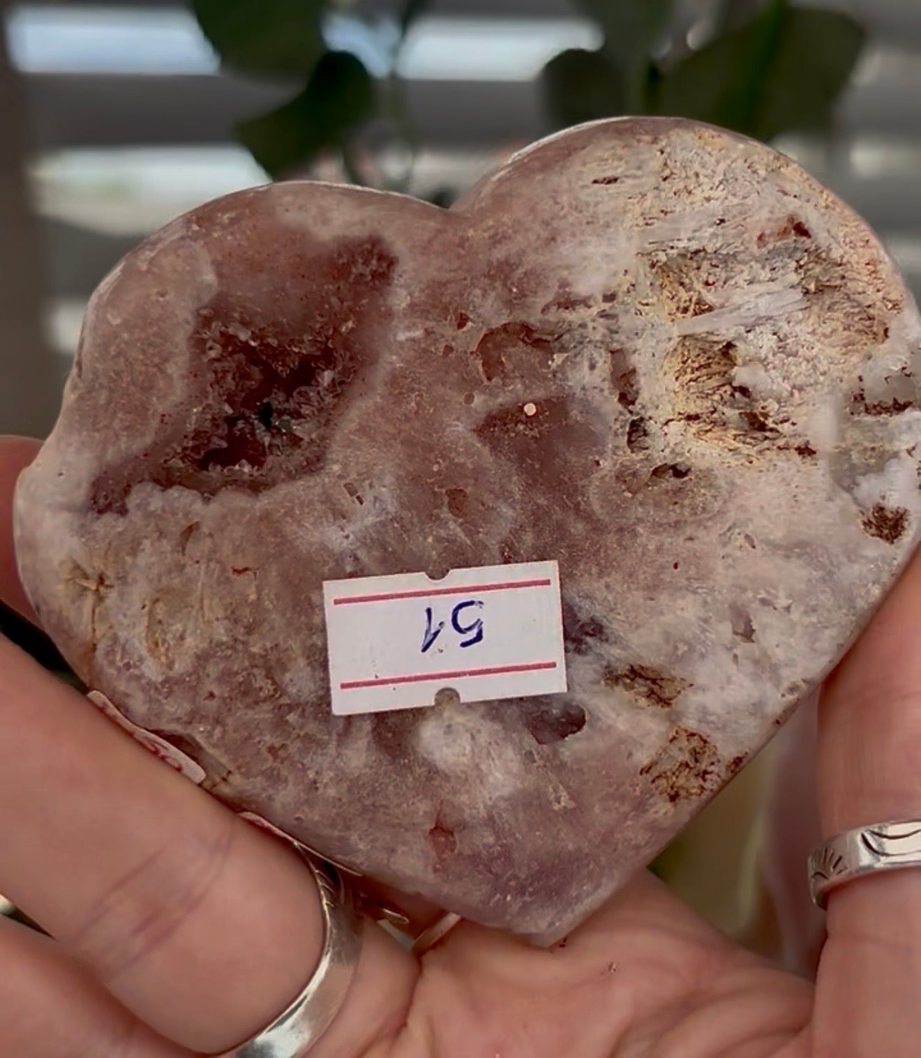 pink amethyst heart - comes with stand 8.5cm