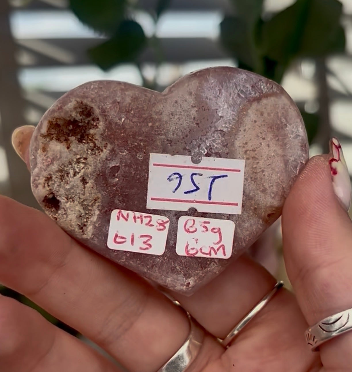 Mini pink amethyst heart - comes with stand 6cm
