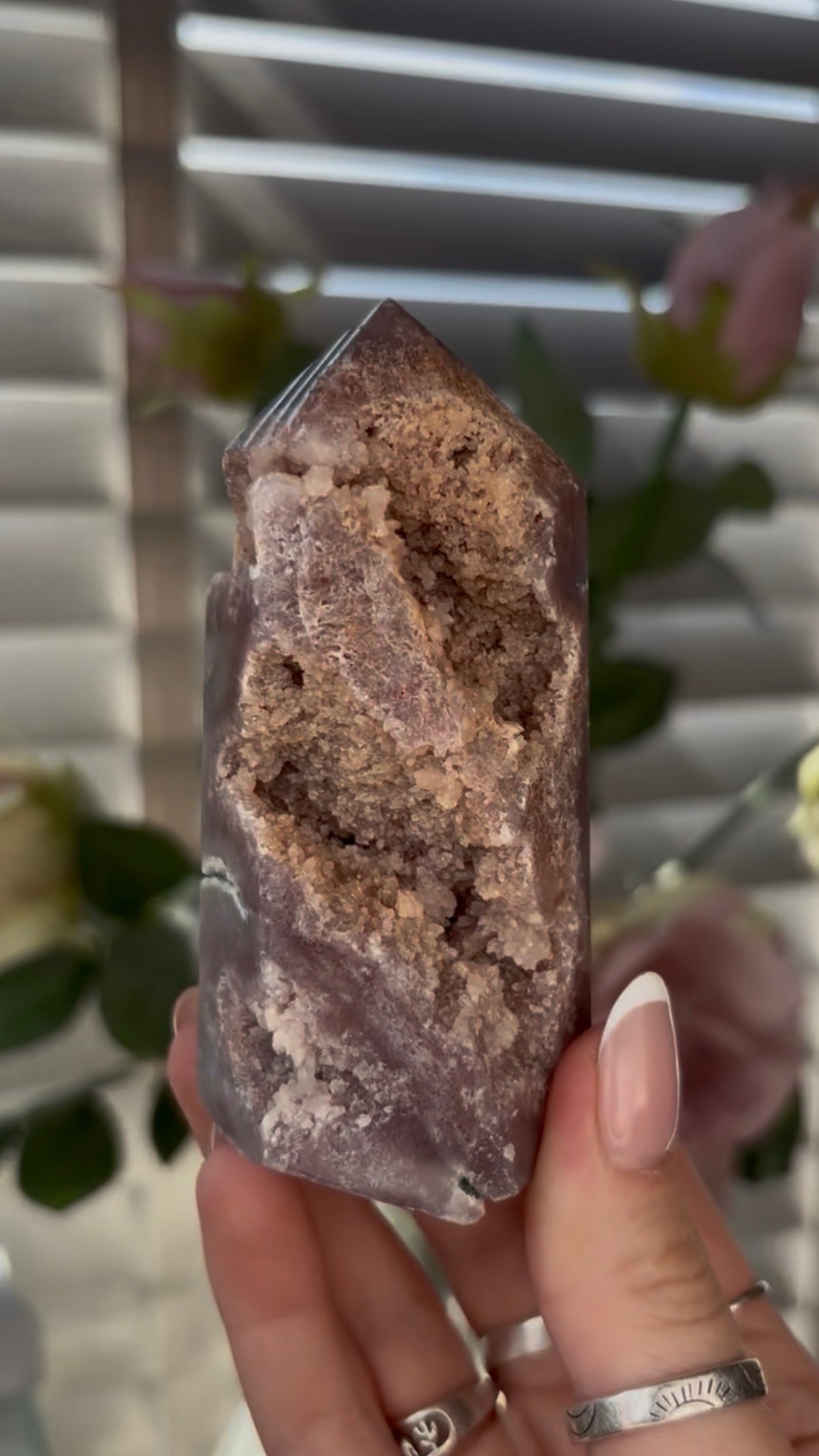 Cute, Pink amethyst tower 9cm(h) by 5cm(w)