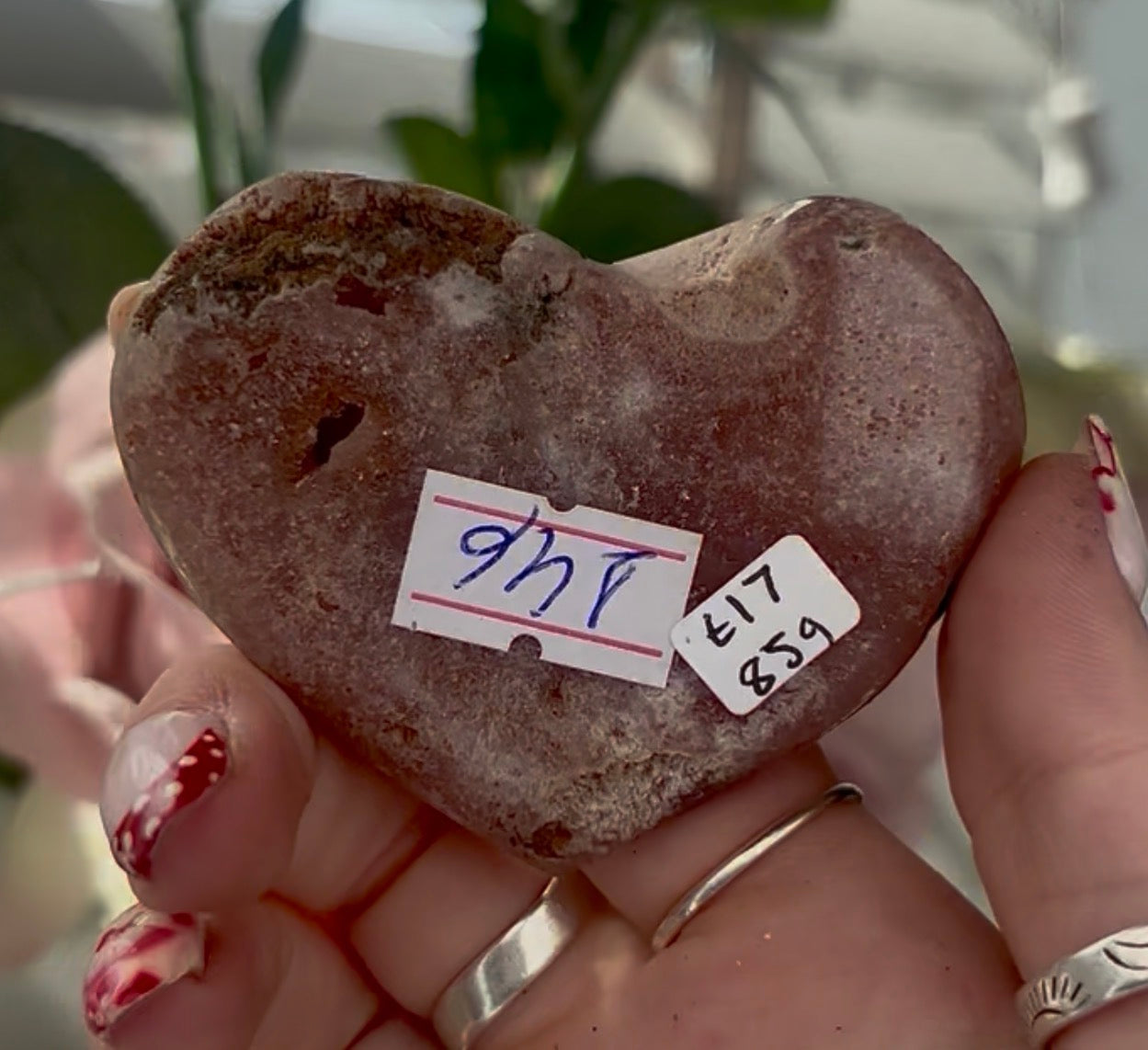 Mini pink amethyst heart - comes with stand