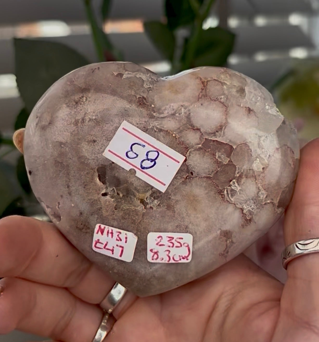 pink amethyst heart - comes with stand (8.2cm)