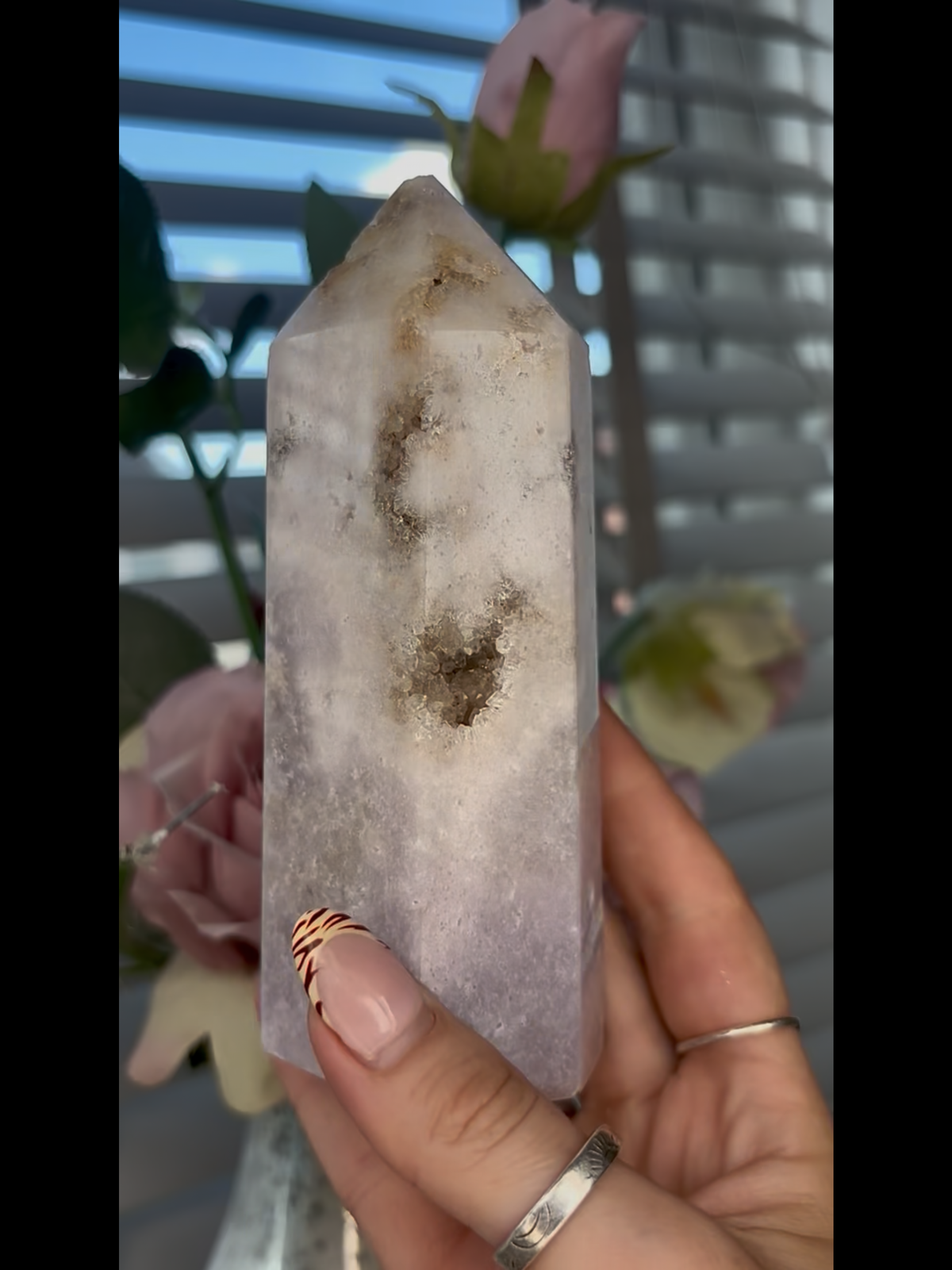 Beautiful,Pink amethyst tower 535g
