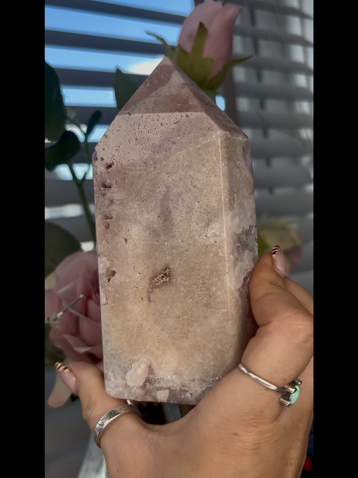 Beautiful, chunky Pink amethyst tower 15cm 615g PAT42