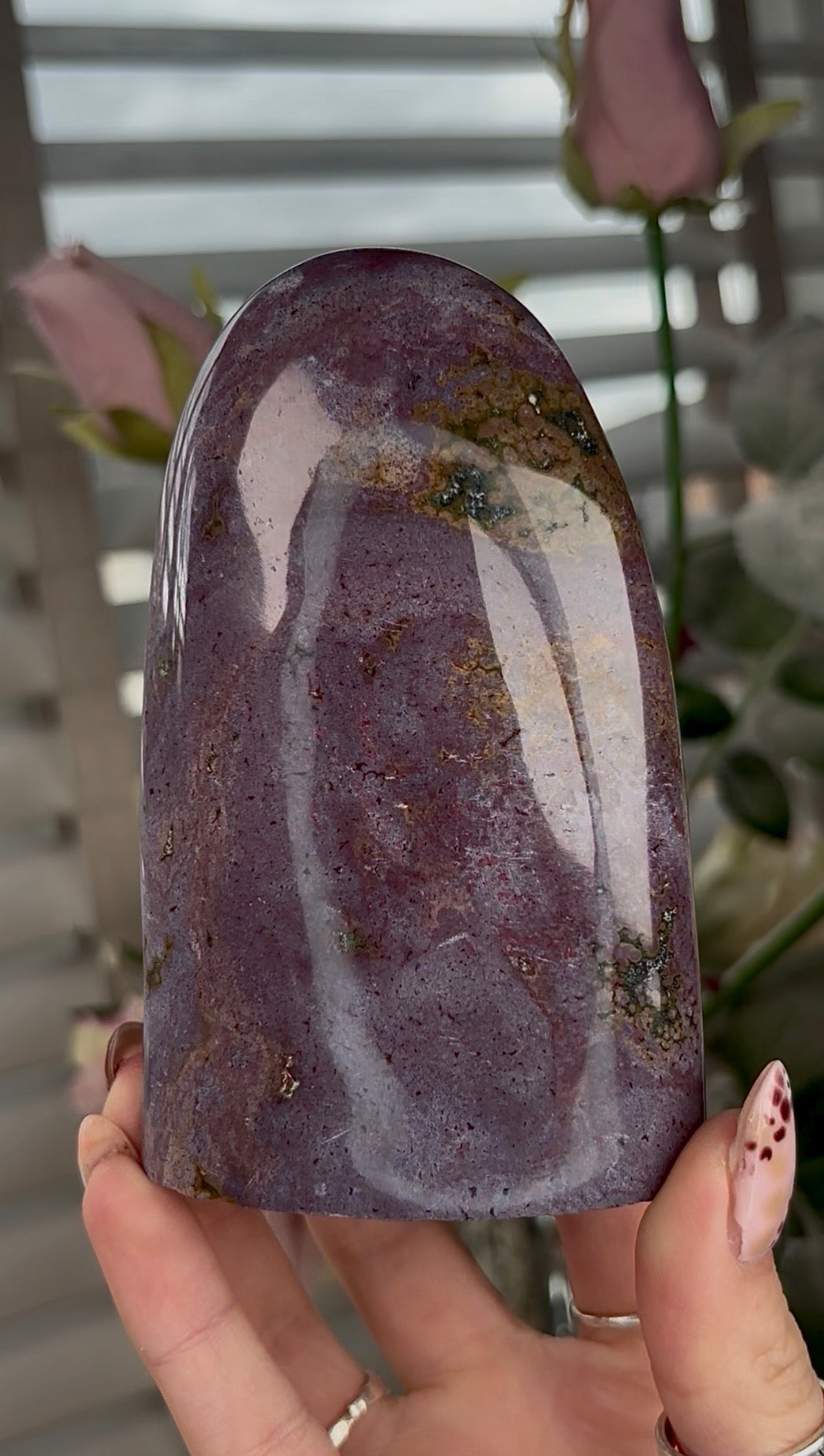 High quality, pastel pink/purple ocean jasper Freeform - 11.2cm(h) by 7cm(w)