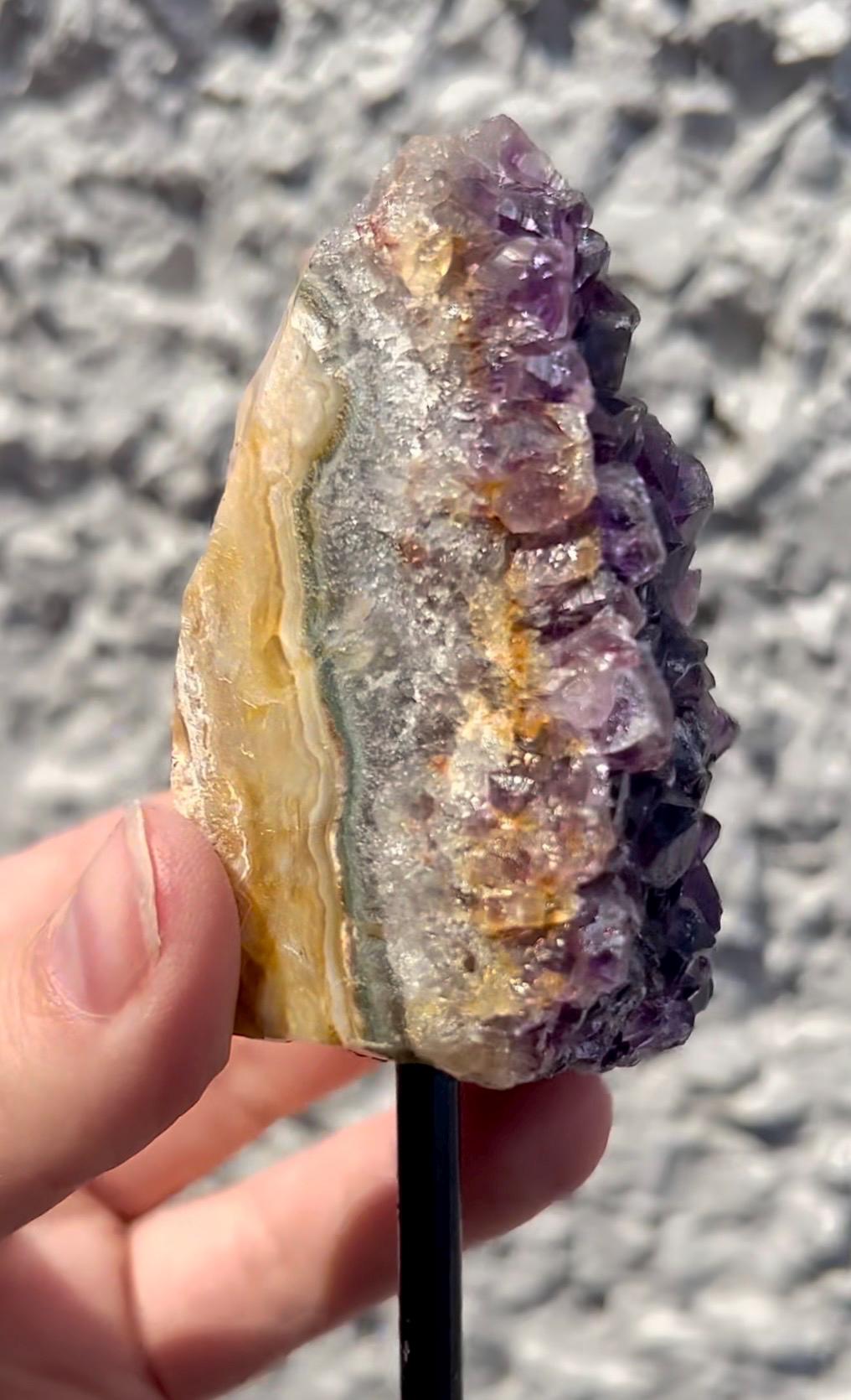 amethyst cluster on stand