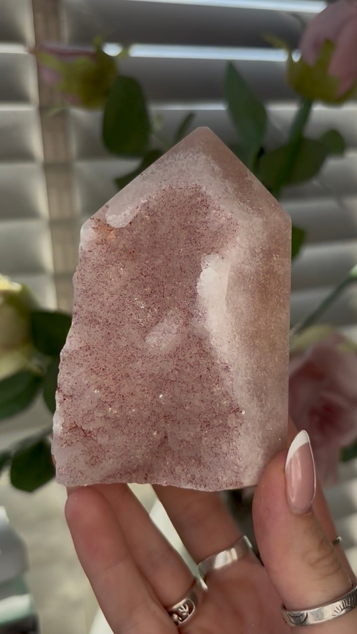 Beautiful, chunky Pink amethyst tower 9.8cm(h) by 6cm(w)
