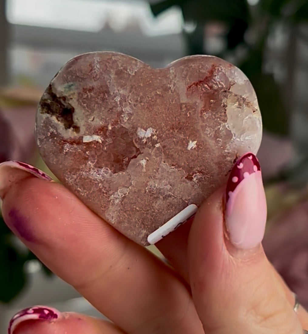 mini pink amethyst heart - comes with stand