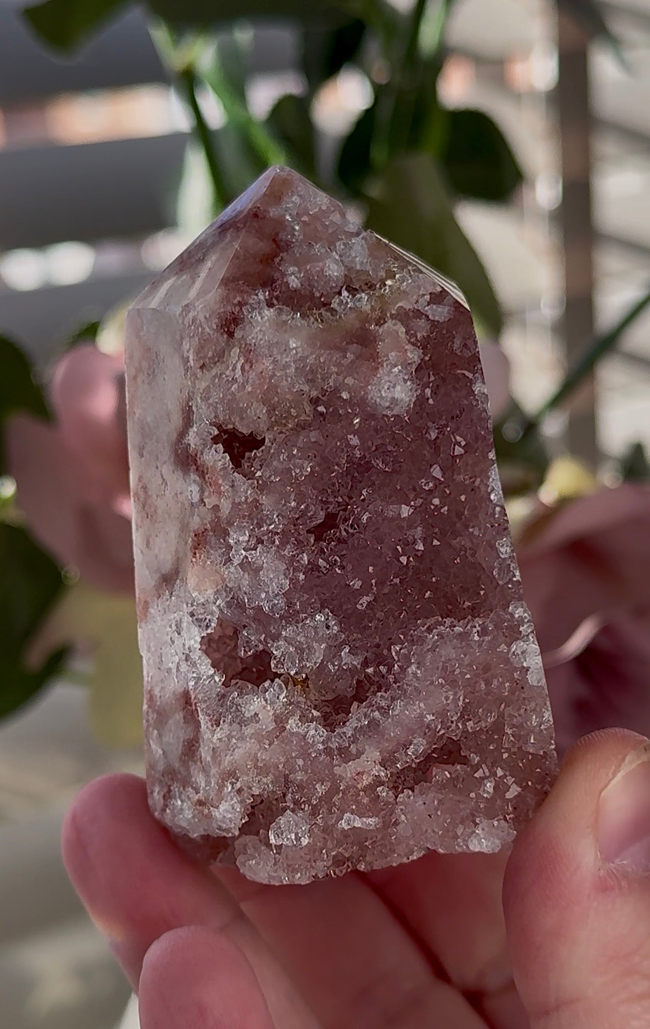 Druzy Pink amethyst tower