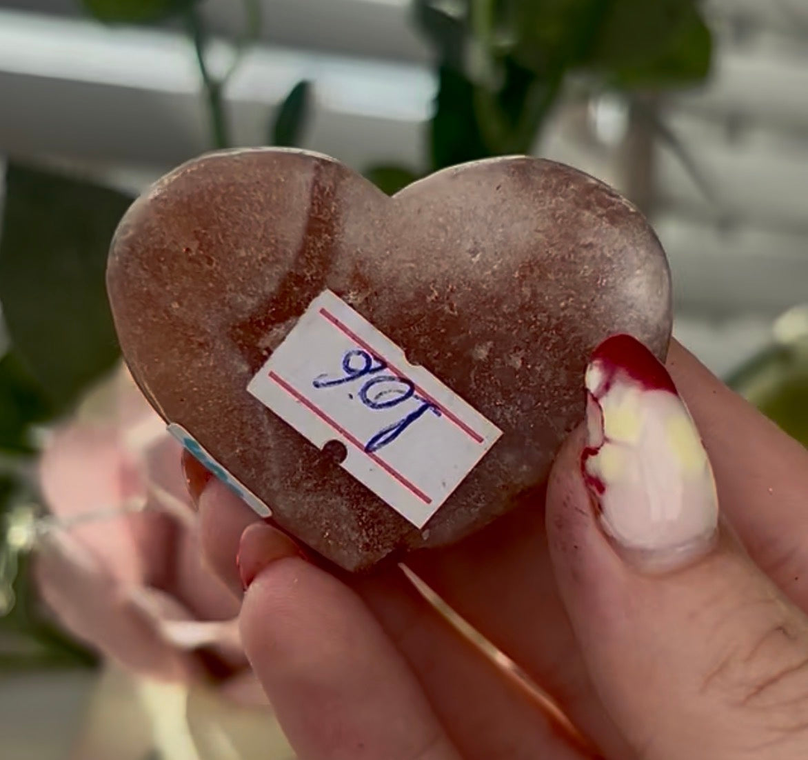 Mini pink amethyst heart - comes with stand