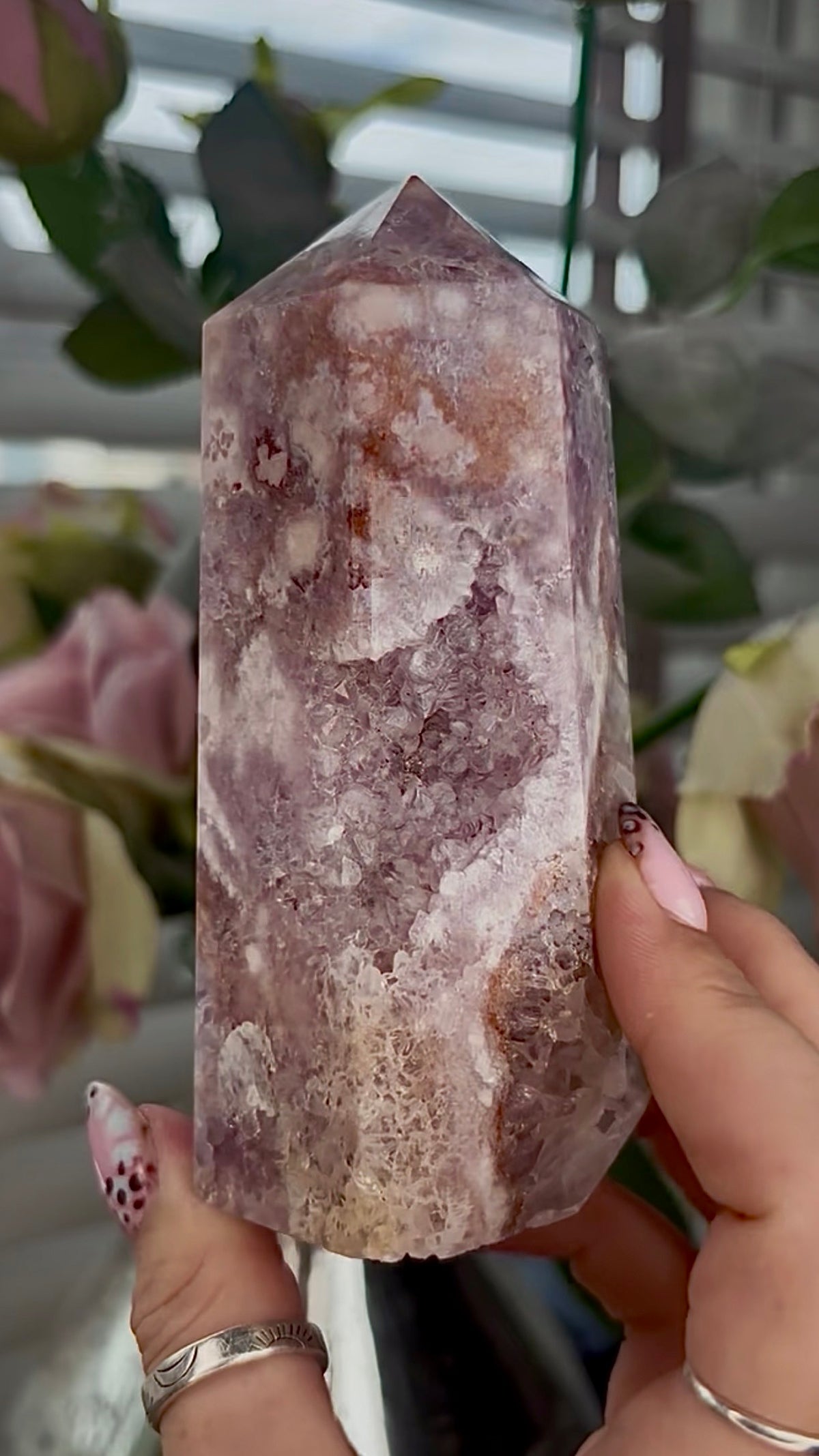 High grade, Amethyst Flower agate tower