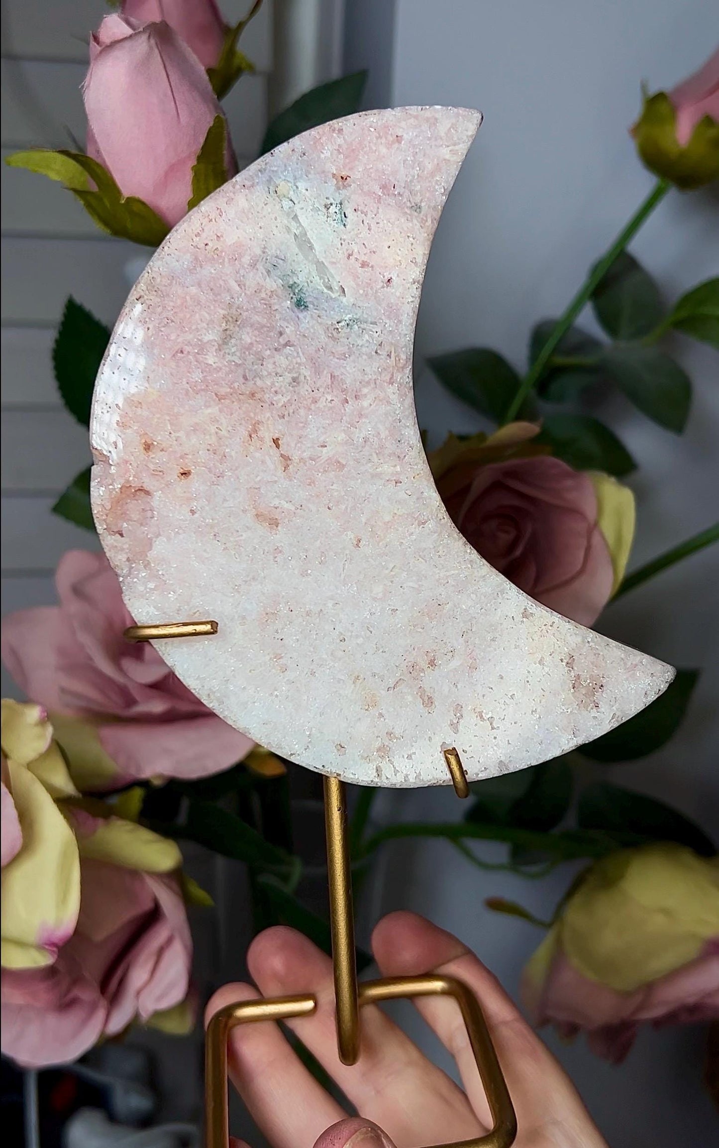 High grade, pink amethyst moon in beautiful pastel tones