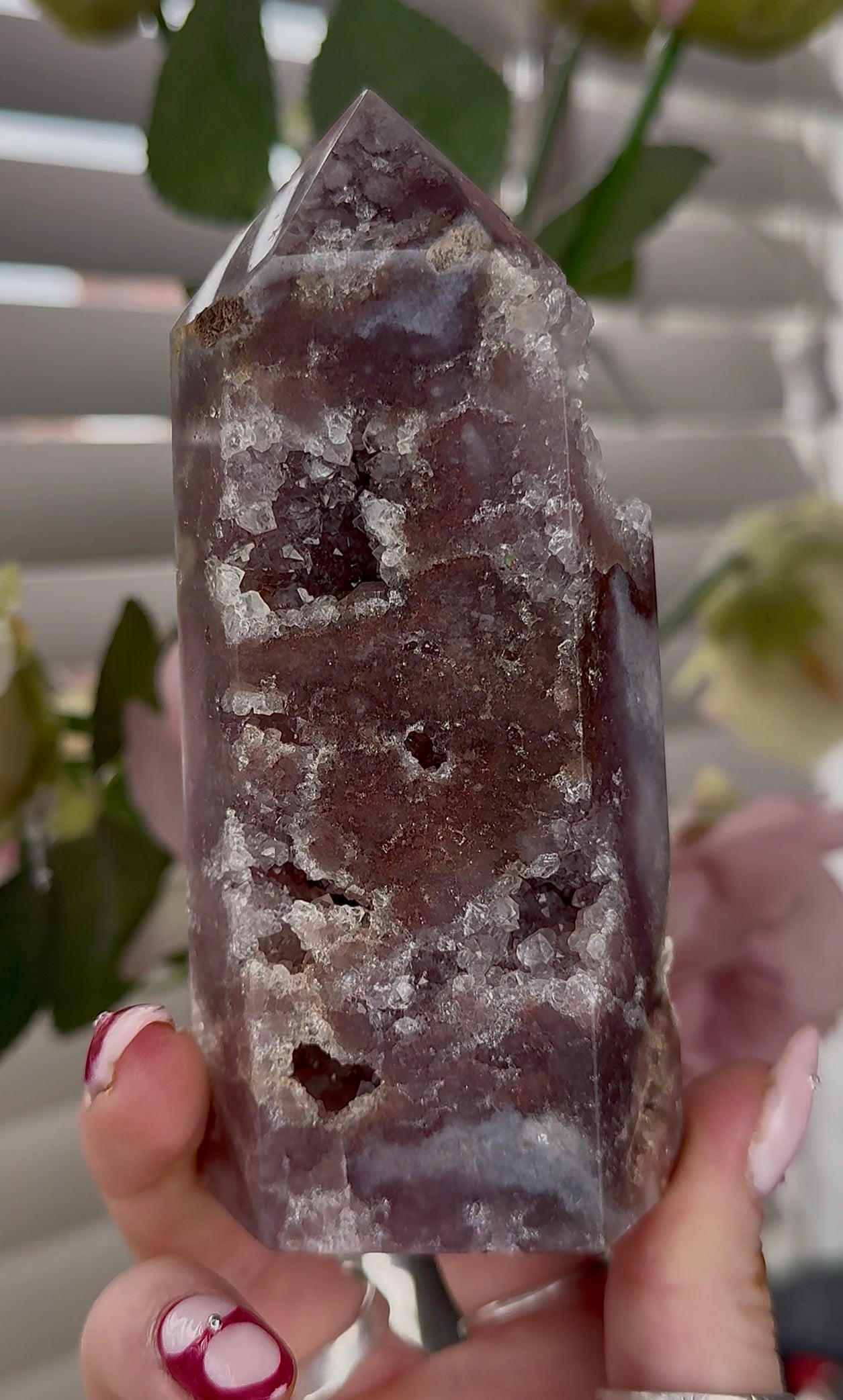 High quality Pink amethyst tower 12.5(h) 5.5cm(w)