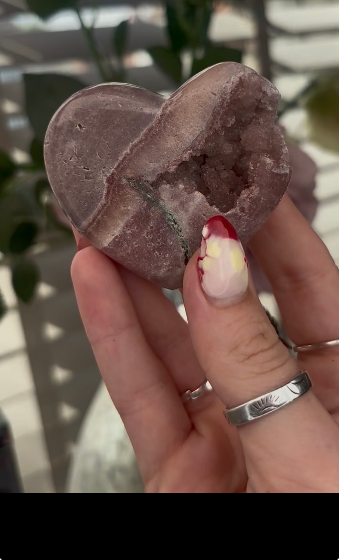 pink amethyst heart - comes with stand