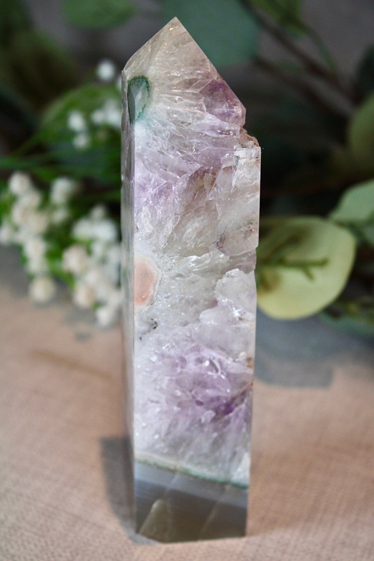 Amethyst agate freeform tower