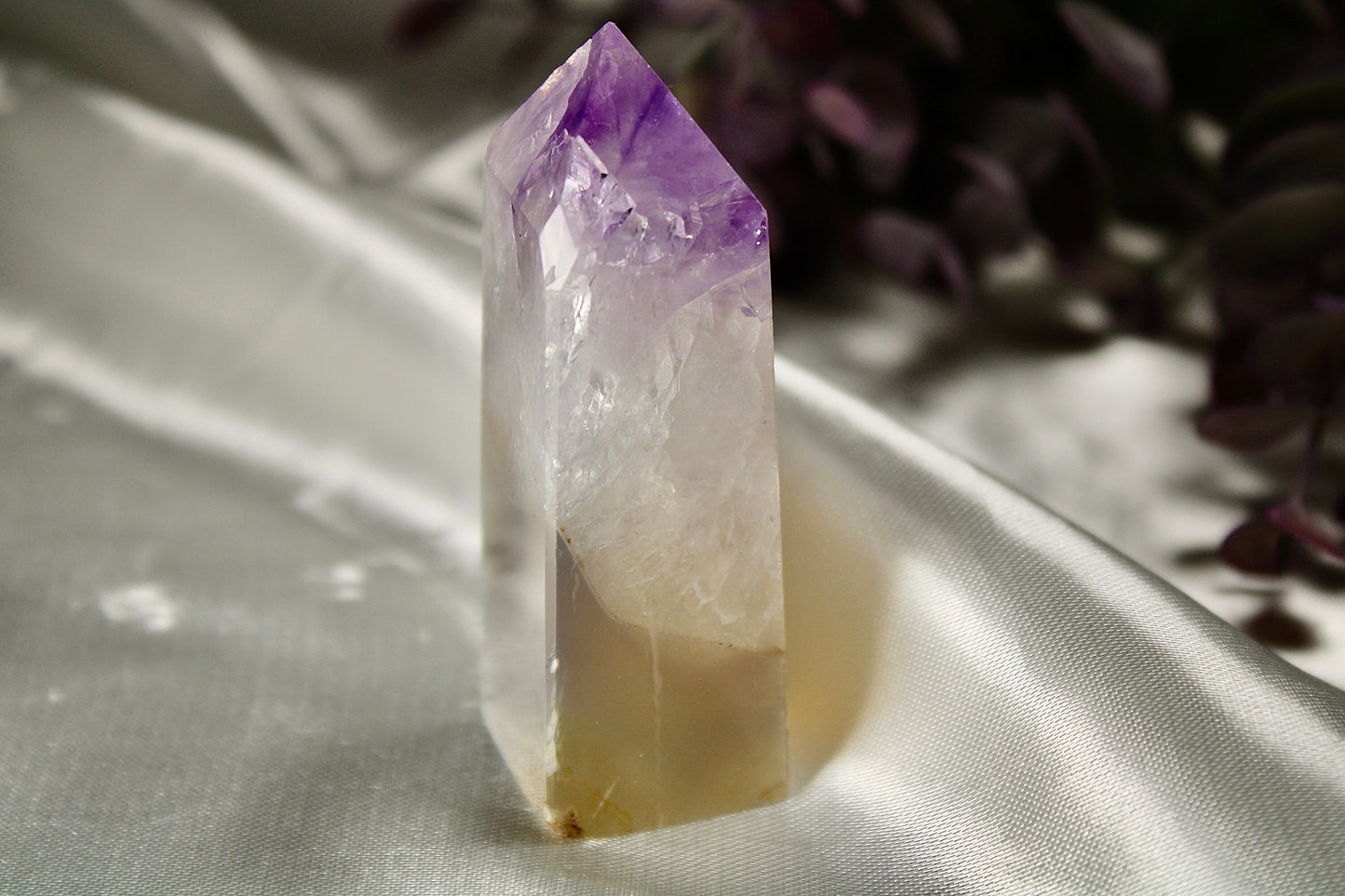 Natural banded agate x amethyst 76g 7cm