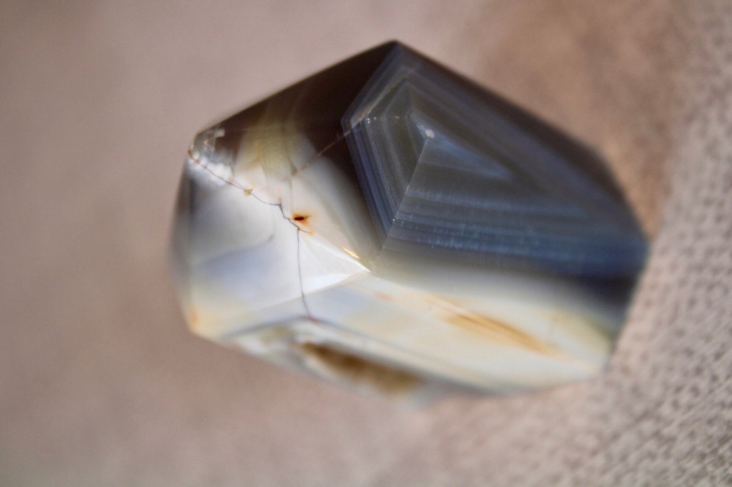 Banded brazilian druzy agate tower