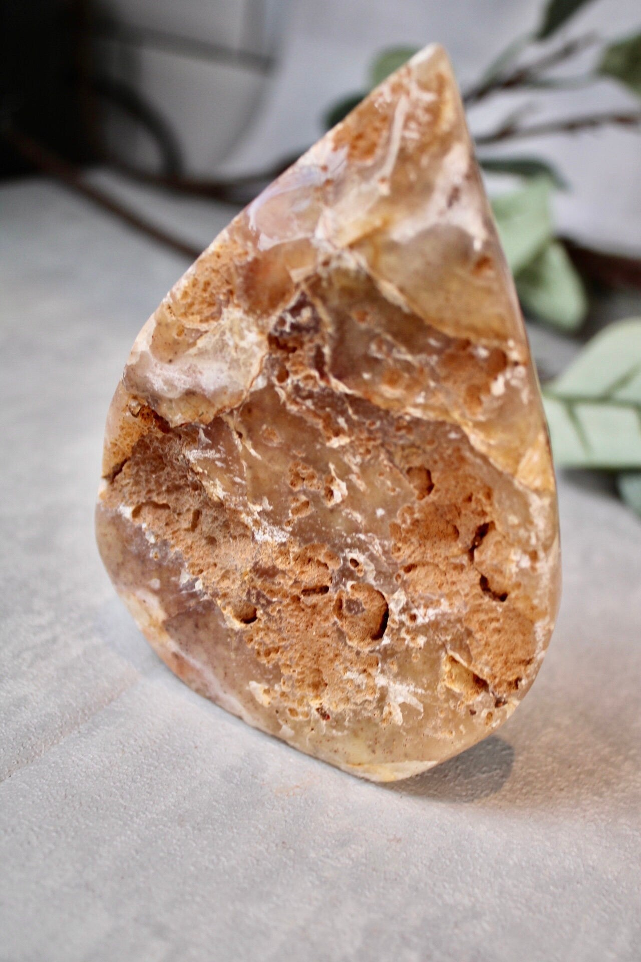 Colourful Pink amethyst, flame with jasper and agate formations 290g 12cm(h) 8.5cm(w)