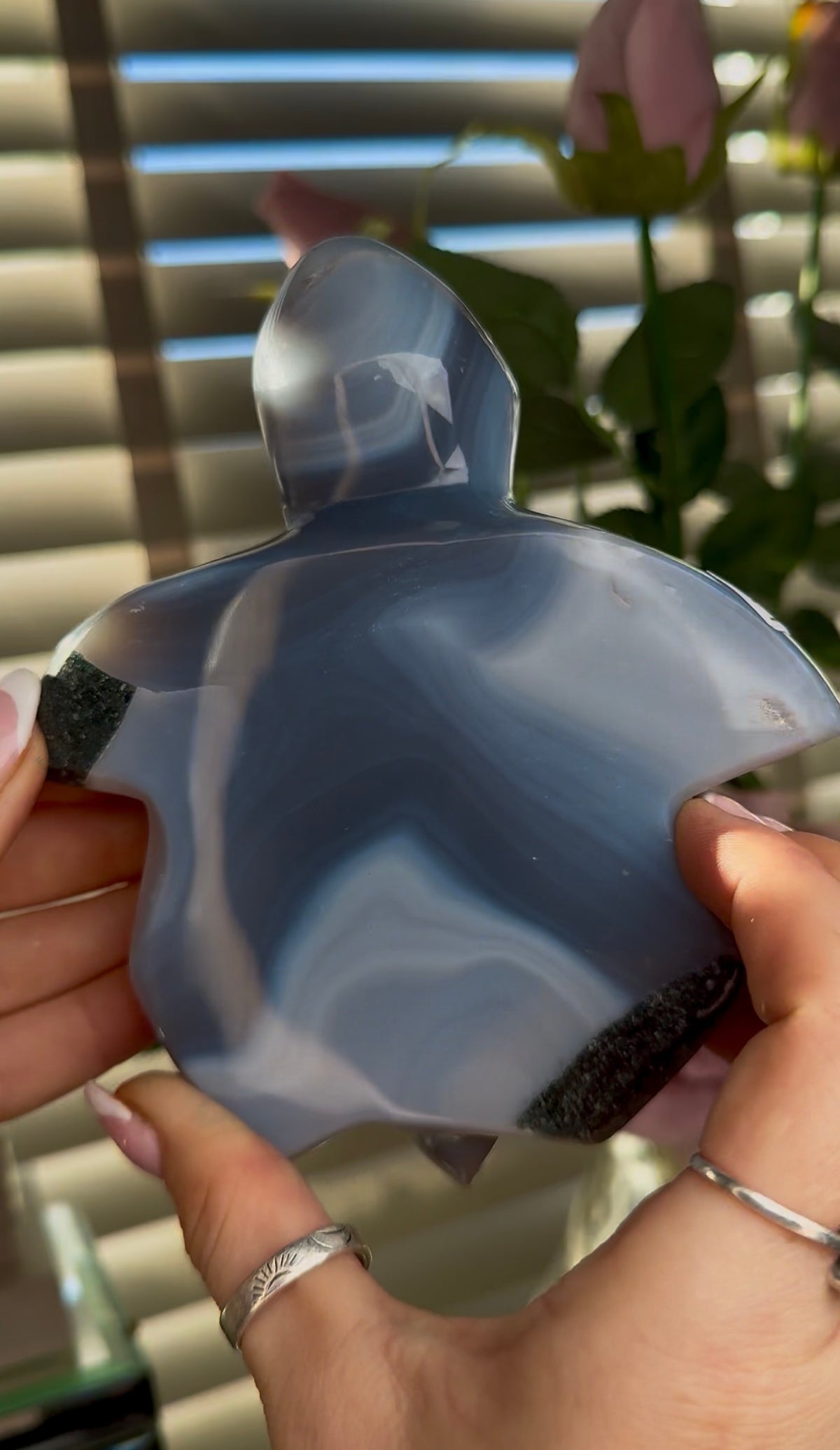 Beautiful, high grade, cute amethsyt agate, sea turtle with purple druzy