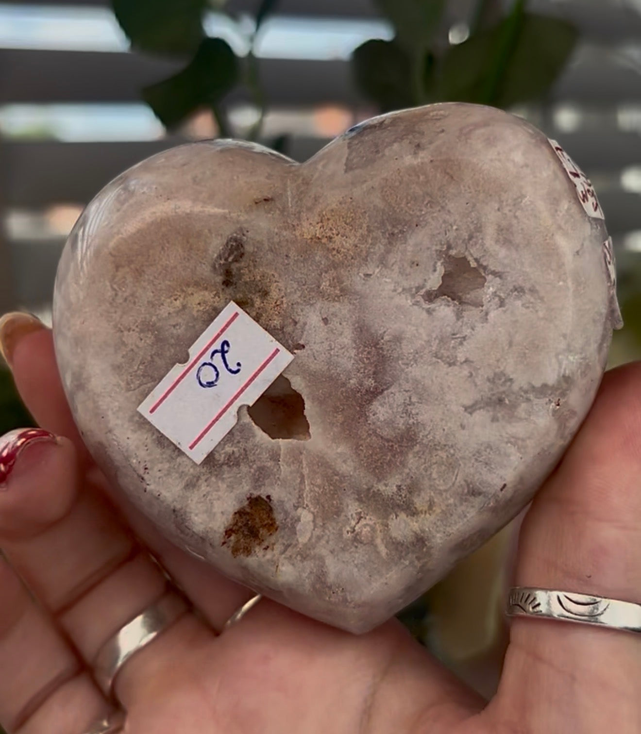 Druzy pink amethyst heart - comes with stand (8.5cm)