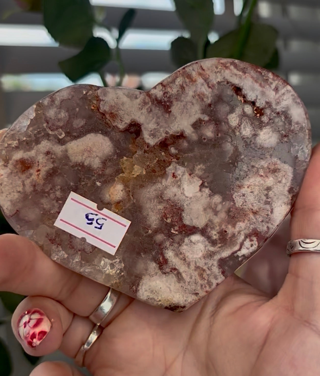 pink amethyst heart - comes with stand (10cm)