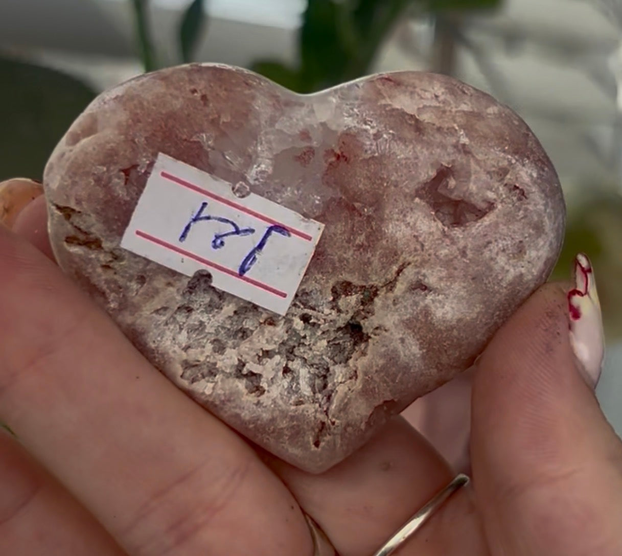 Mini pink amethyst heart - comes with stand