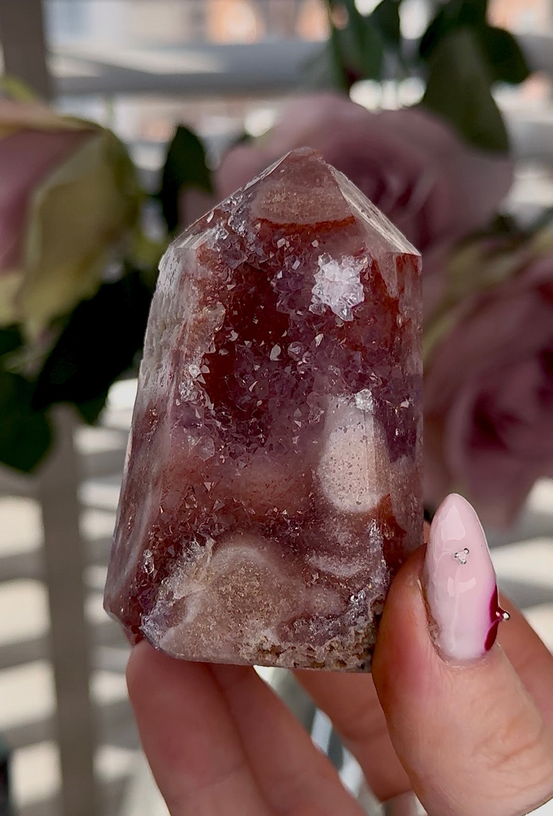 Hq High quality Pink amethyst tower