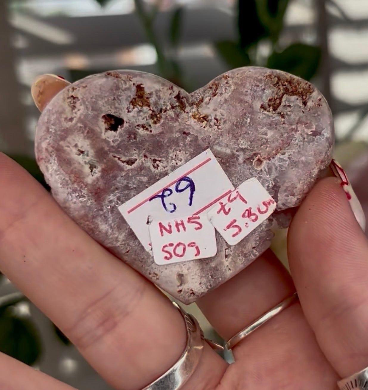 Mini pink amethyst heart - comes with stand