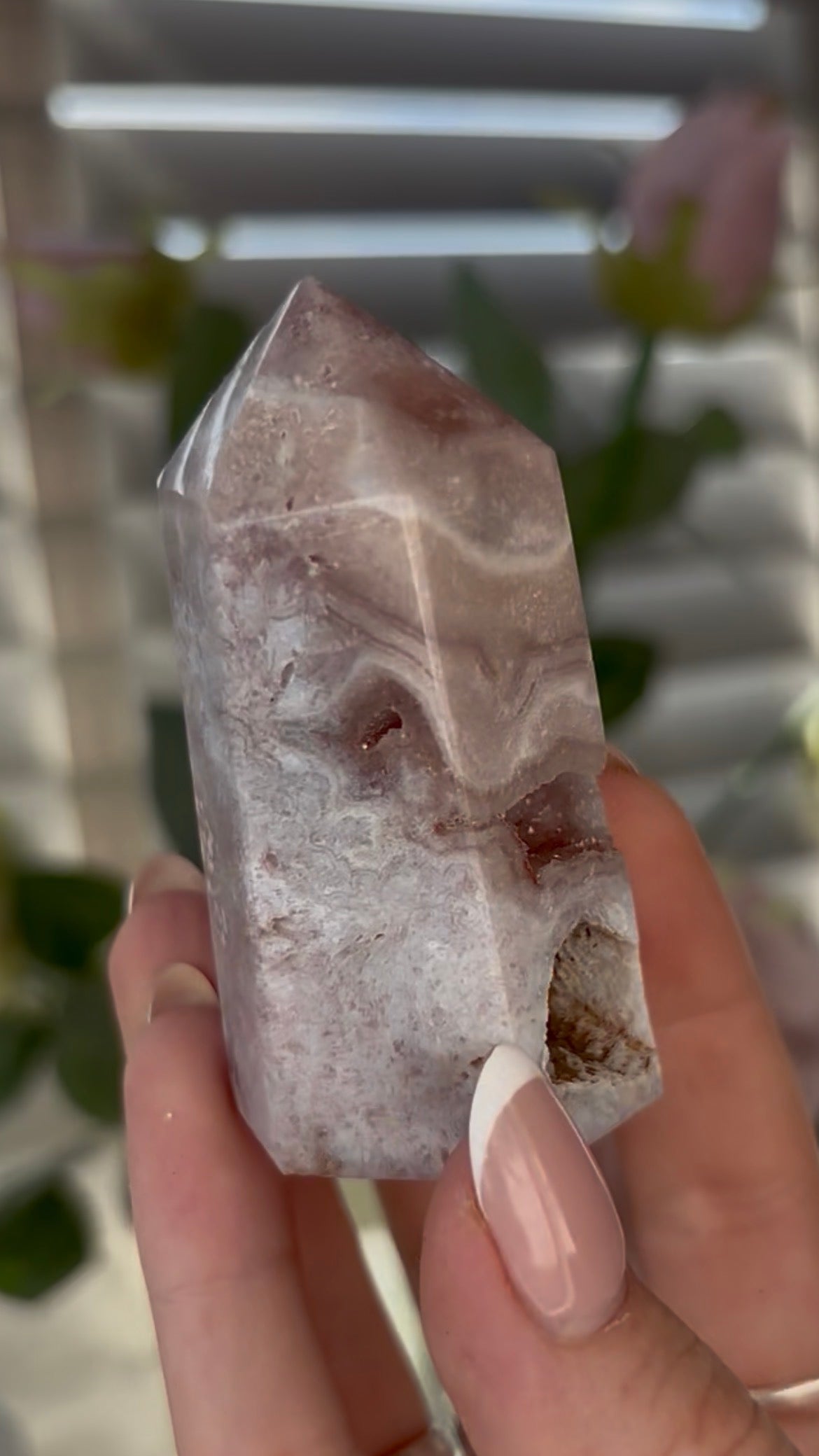 Cute, Pink amethyst tower 6.8cm(h) 3.7(w)