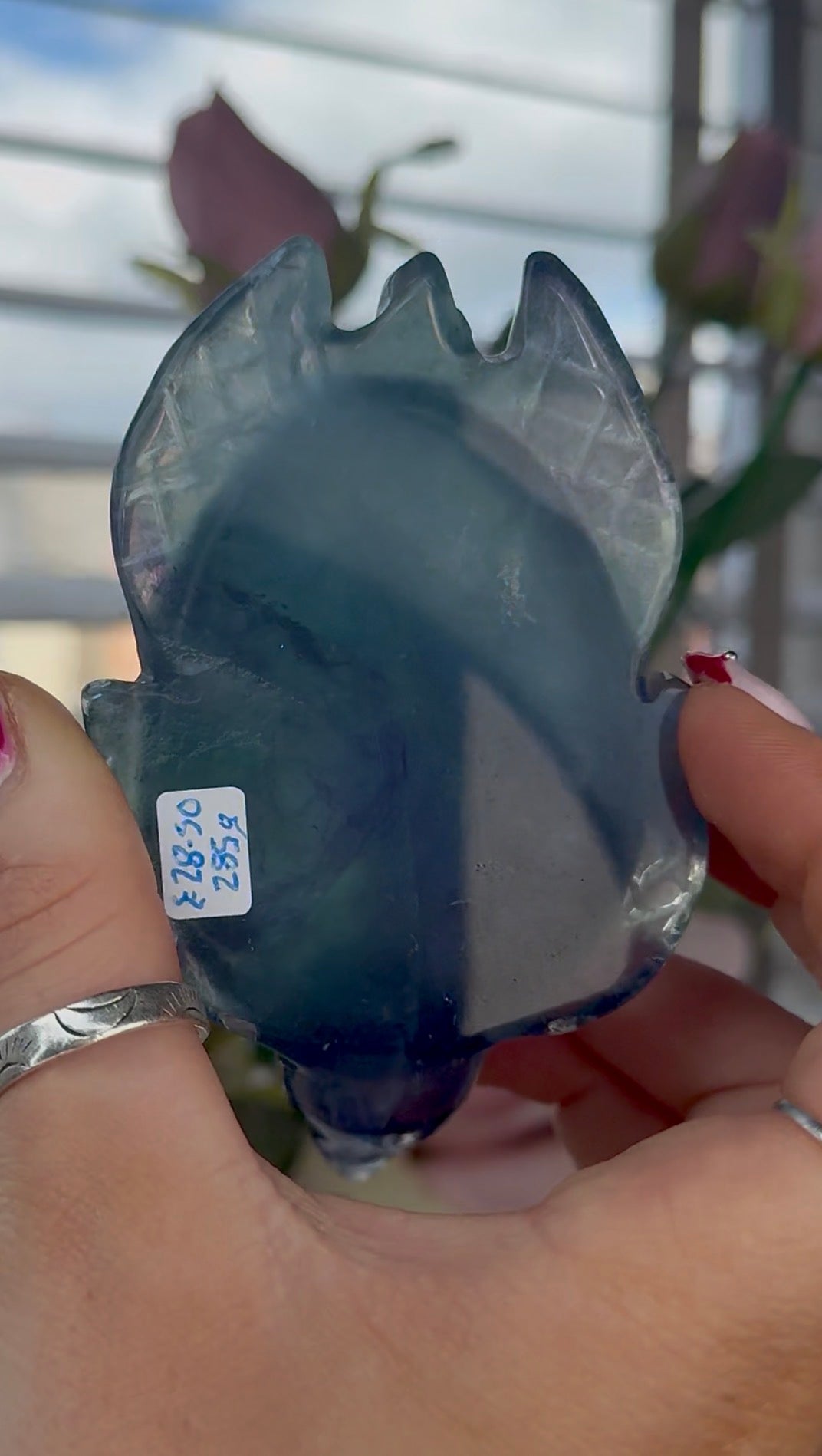 High grade, fluorite sea turtle in green & blue
